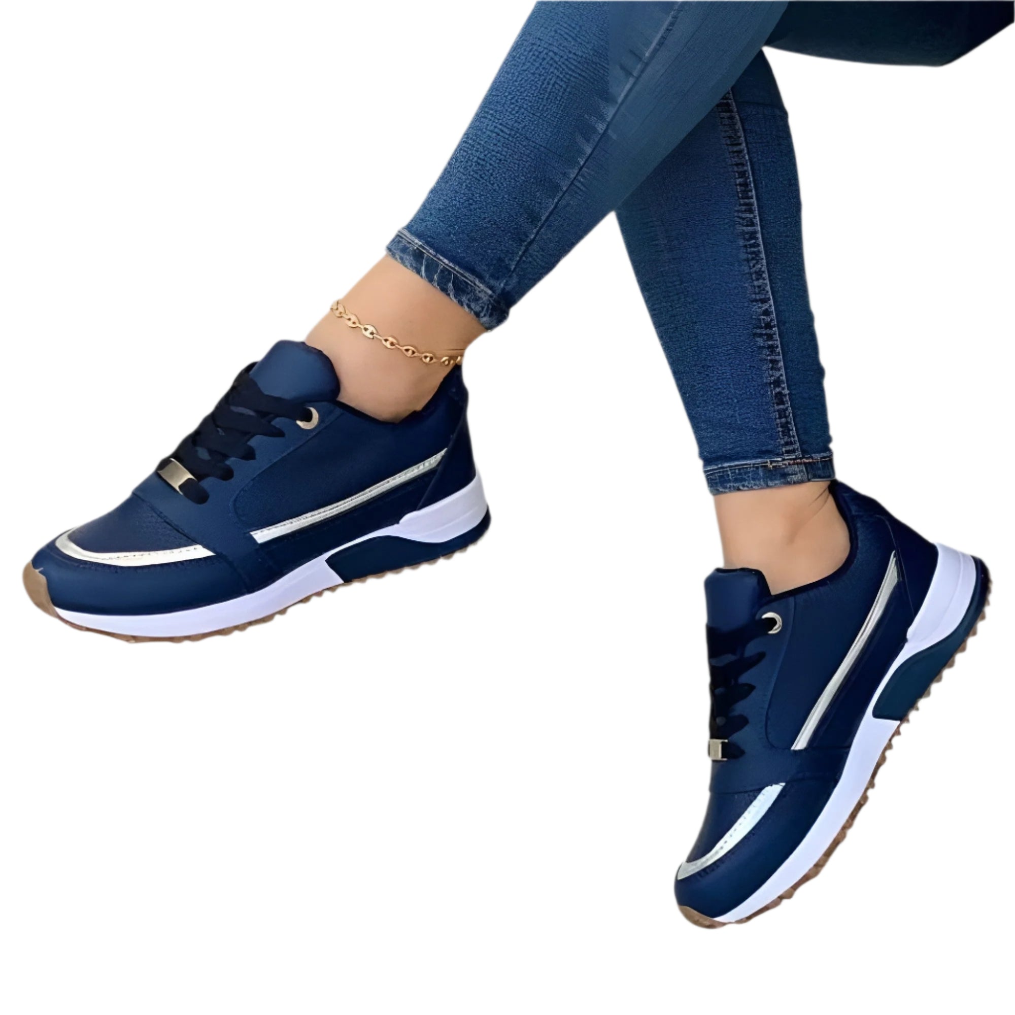 Kvinners Komfortable Sko i Lær og Tekstil 0