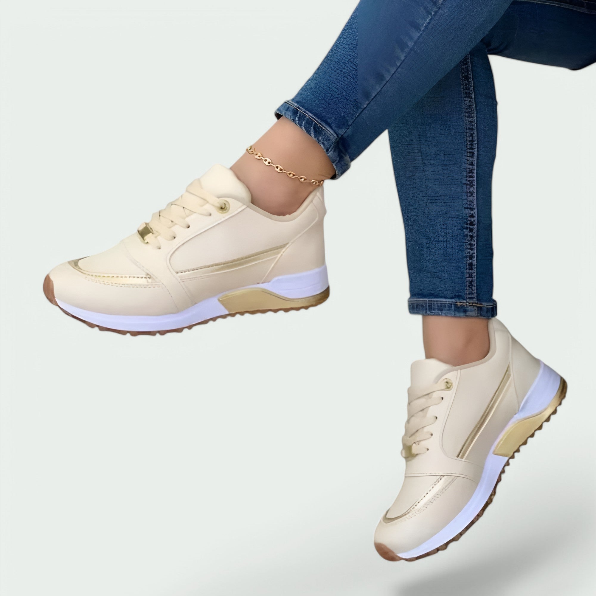 Kvinners Komfortable Sko i Lær og Tekstil 1