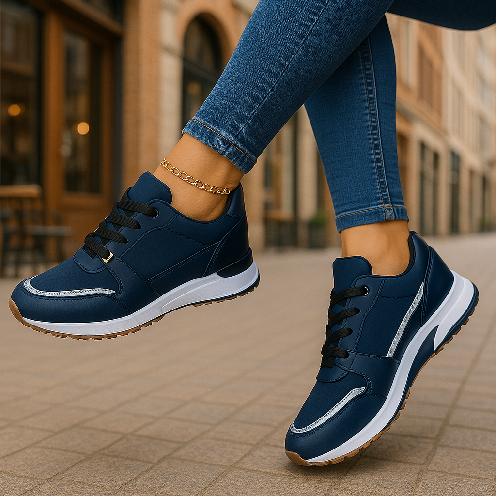 Kvinners Komfortable Sko i Lær og Tekstil 2