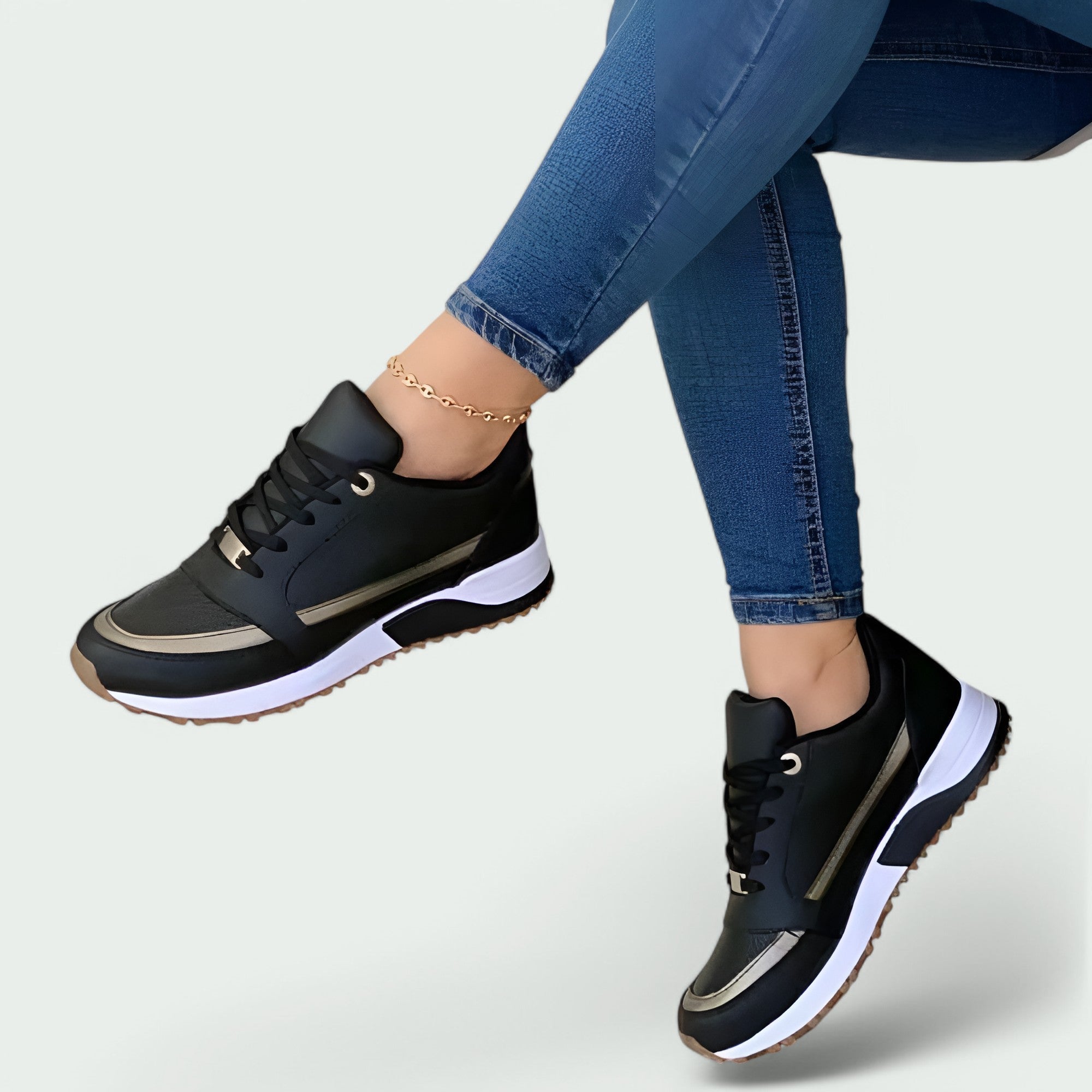 Kvinners Komfortable Sko i Lær og Tekstil 3