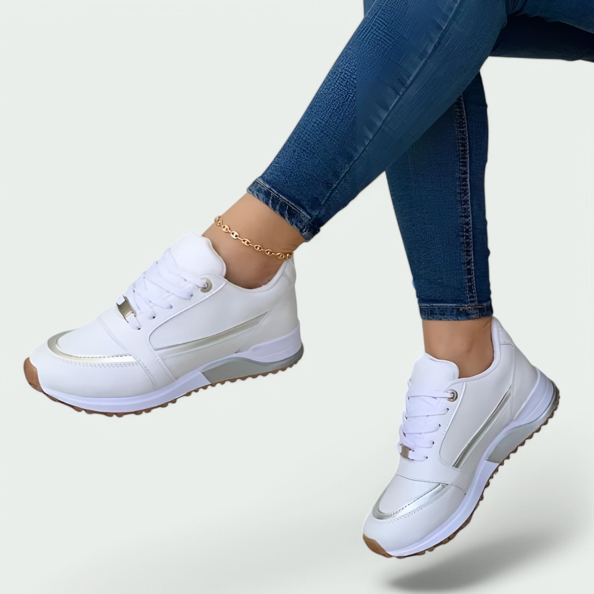 Kvinners Komfortable Sko i Lær og Tekstil 4