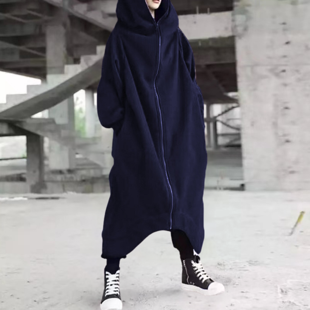 Kvinners Maxi Hættetrøyejakke Løs Design med Hette 6