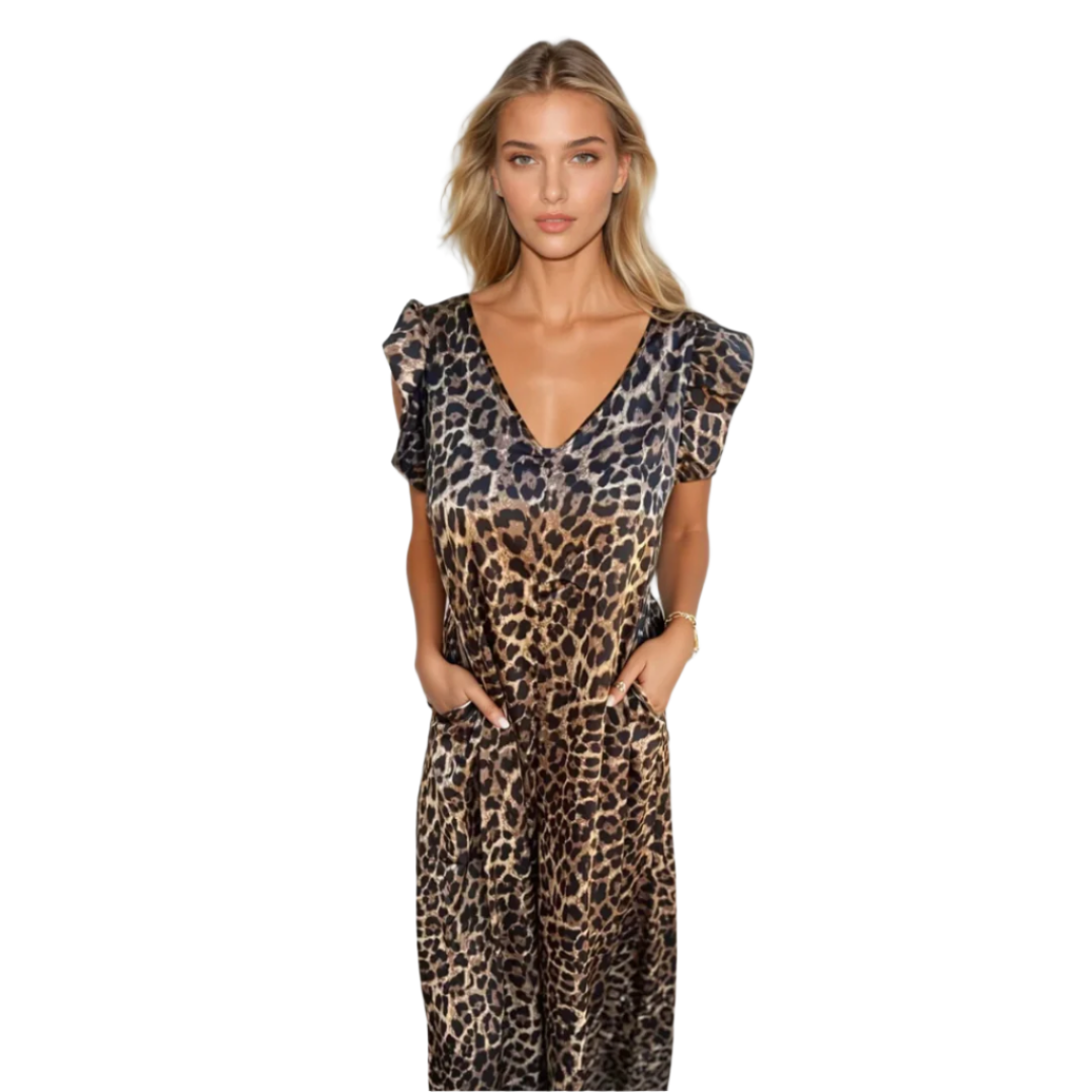 Kvinners Maxi Kjole Leopardmønster Avslappet Stil 0