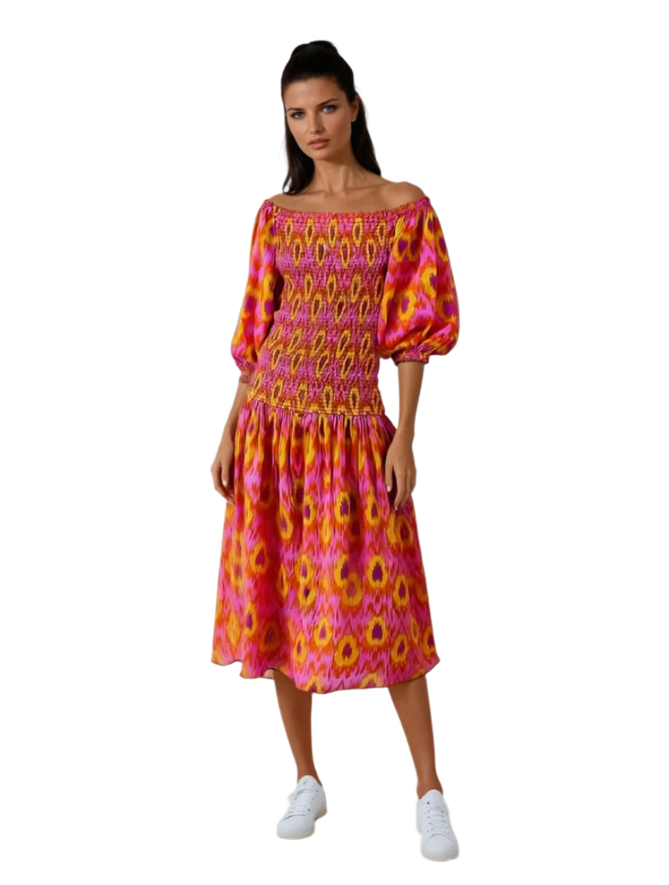 Kvinners Maxi Kjole Med Smocket Liv Og Pufferm 0