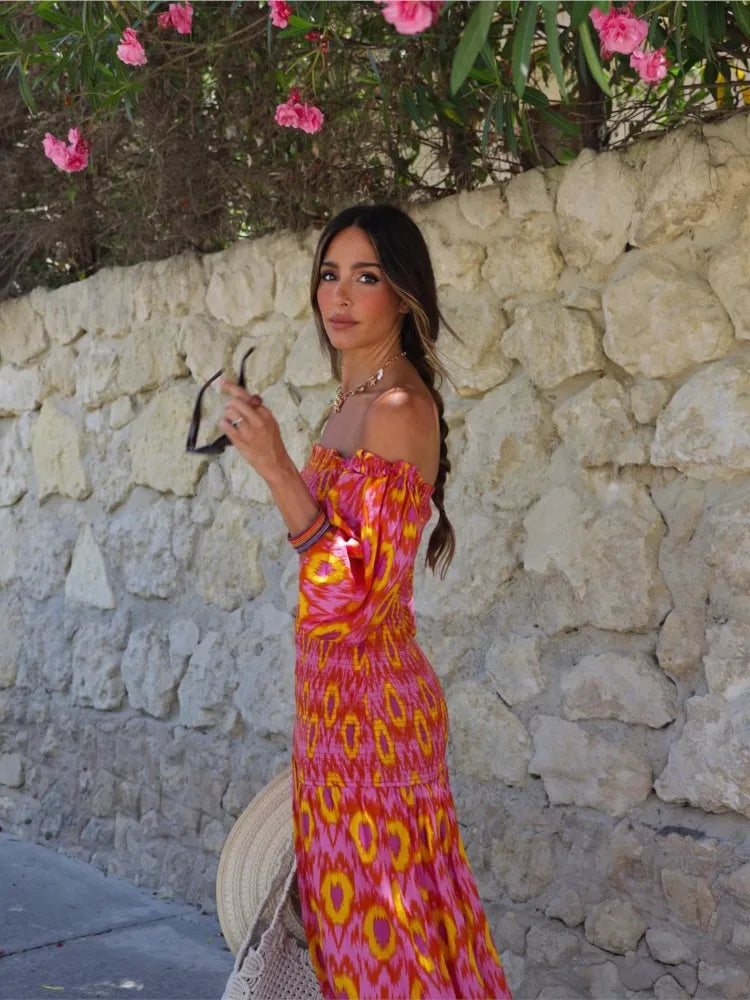 Kvinners Maxi Kjole Med Smocket Liv Og Pufferm 3