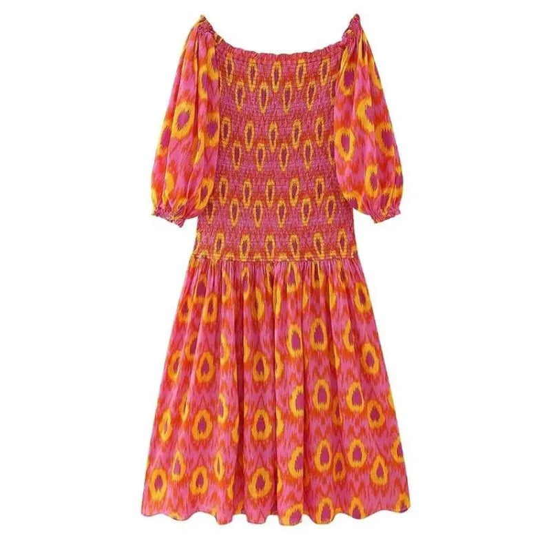 Kvinners Maxi Kjole Med Smocket Liv Og Pufferm 7