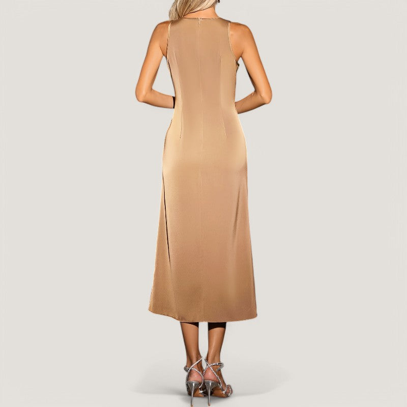 Kvinners Maxi Kjole Uten Ermer Satin 4