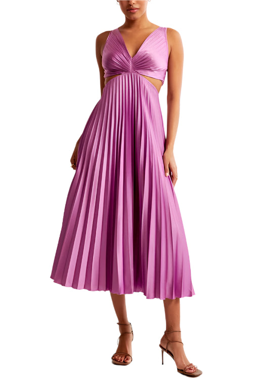 Kvinners Maxi Kjole Uten Ermer V-Hals Med Utskjæring 0