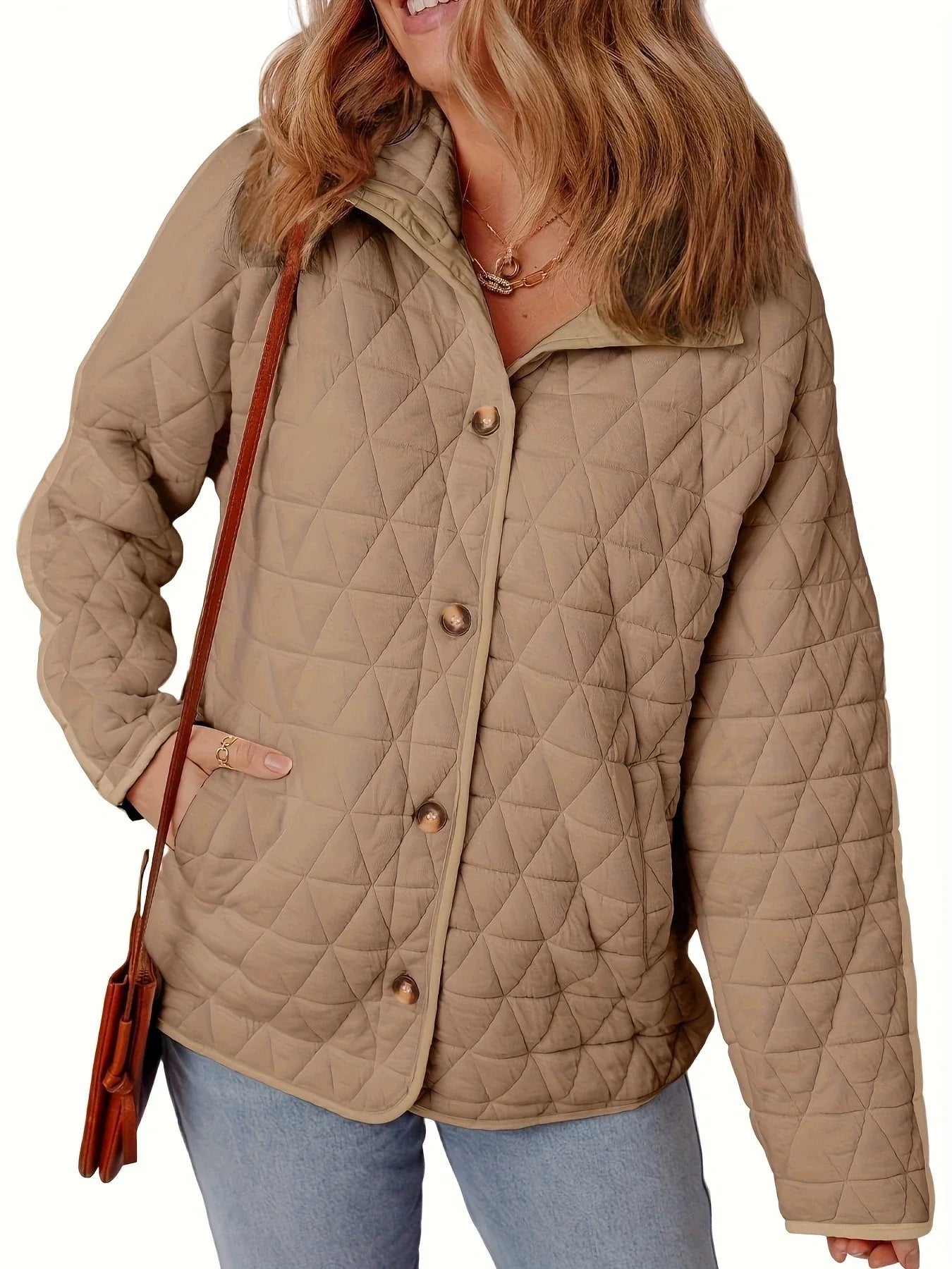 Kvinners Mid-Length Quilted Coat Oversized Passform 3