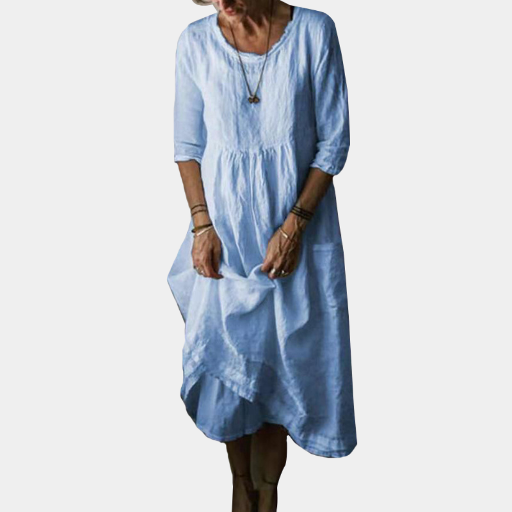 Kvinners Midi Kjole med Albuelange Ermer 1