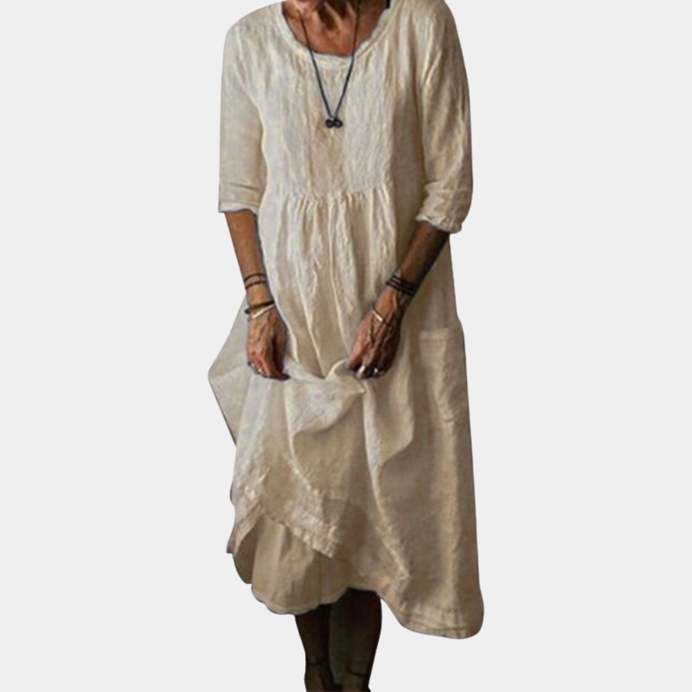 Kvinners Midi Kjole med Albuelange Ermer 2