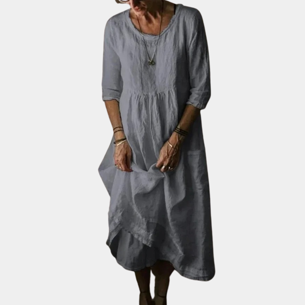 Kvinners Midi Kjole med Albuelange Ermer 4