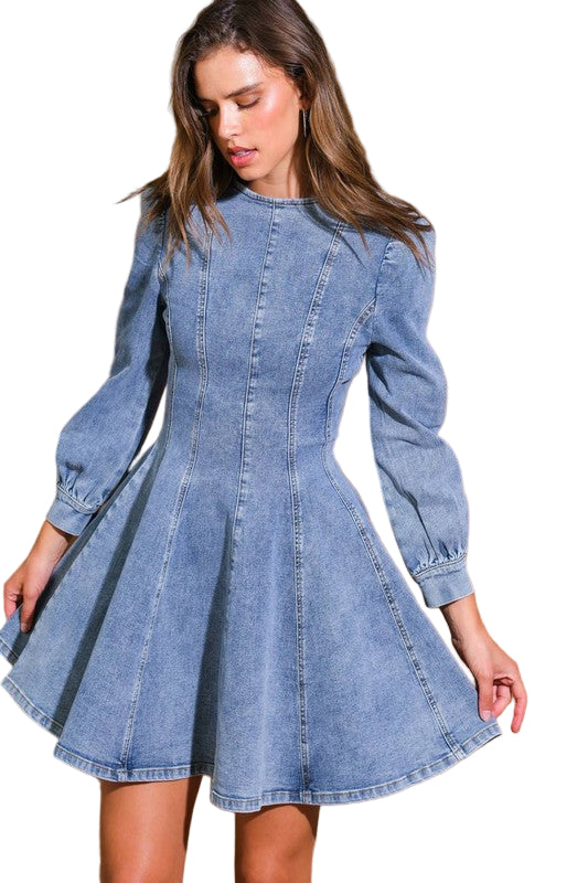 Kvinners Mini Kjole Denim Skater Stil 0