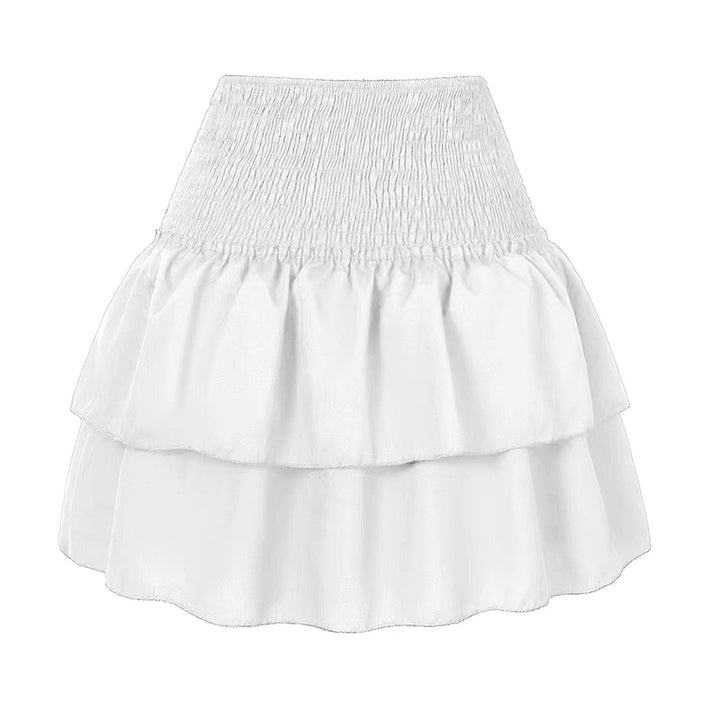 Kvinners Mini Skjørt Med Volanger Smocket Midje Lett Stoff 9