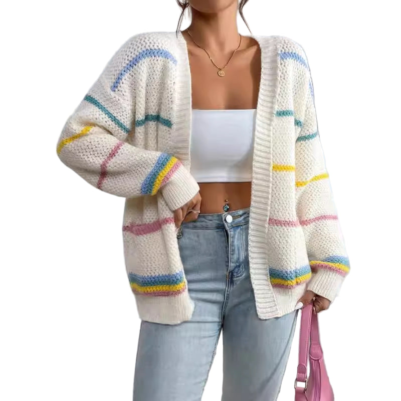 Kvinners Oversized Cardigan Strikket Design med Åpen Front 0