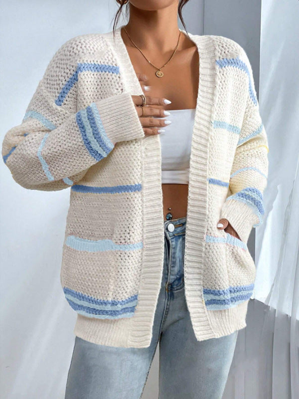 Kvinners Oversized Cardigan Strikket Design med Åpen Front 2