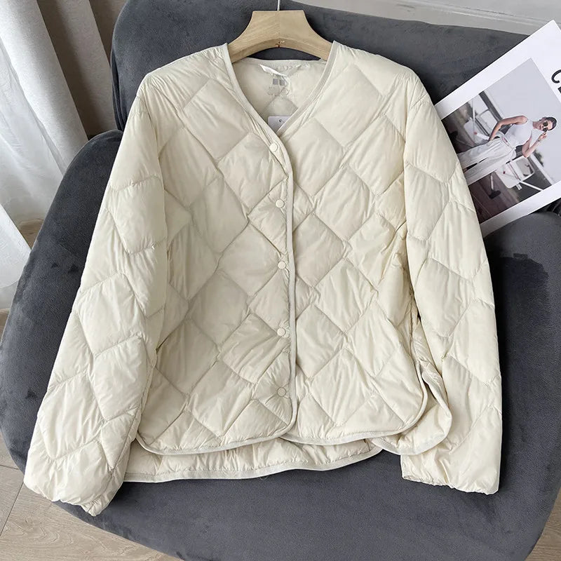 Kvinners Puffer Jakke Uten Krage Lett Casual Høst/Vinter 6