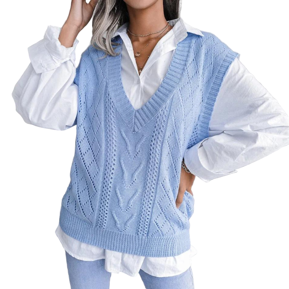 Kvinners Strikkvest Moderne Design for Lag-på-Lag Styling 0
