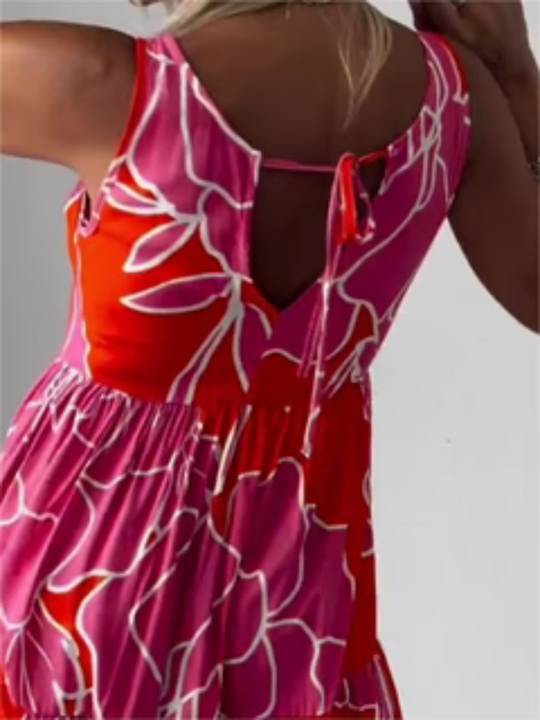 Kvinnes Floral Print Kjole Elegant Lett Stoff 4