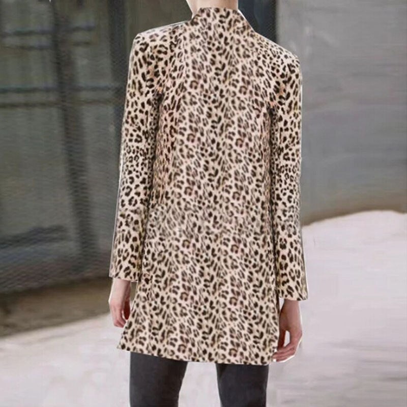 Leopardtrykt Blazer For Kvinner