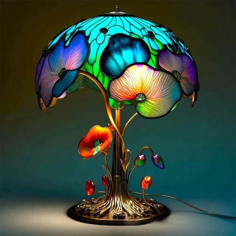Liten Bordlampe Retro Farget Glassdesign til Barnerom 2