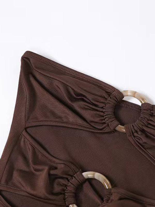 Maxi Kjole Dame En-Skulder Høy Slitt Polyester 2