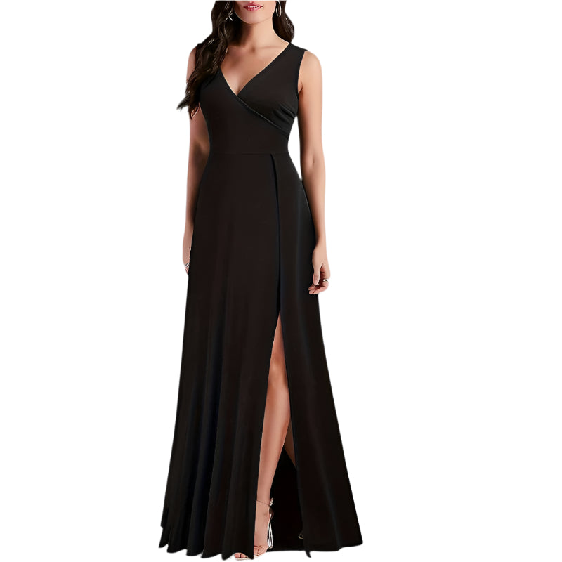 Maxikjole Dame A-Linje V-Hals Polyester 0