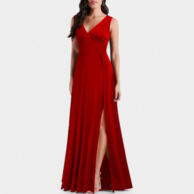 Maxikjole Dame A-Linje V-Hals Polyester 5