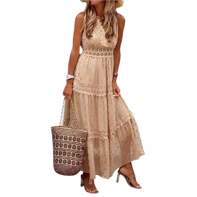 Maxikjole Dame Boho Stil Lett Bomull 0