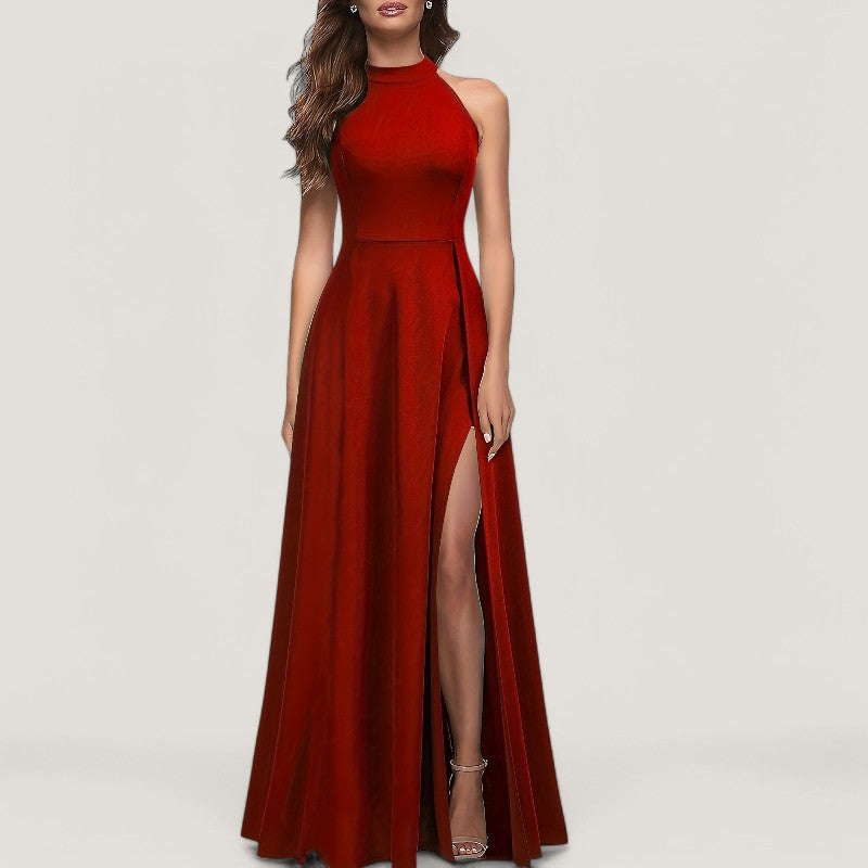 Maxikjole Dame Halterneck Uten Ermer Polyester til Bryllup og Fest 1