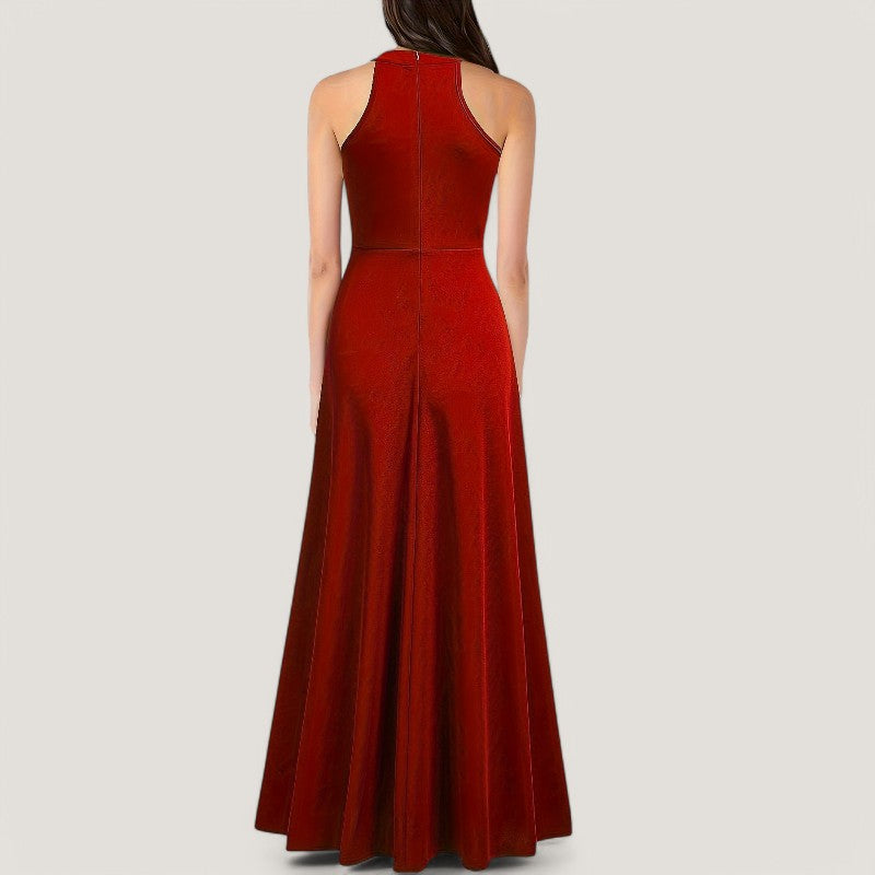 Maxikjole Dame Halterneck Uten Ermer Polyester til Bryllup og Fest 2