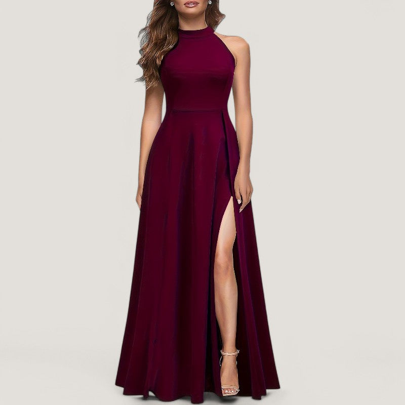 Maxikjole Dame Halterneck Uten Ermer Polyester til Bryllup og Fest 3