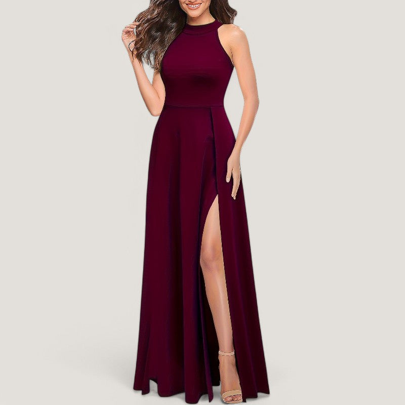 Maxikjole Dame Halterneck Uten Ermer Polyester til Bryllup og Fest 9