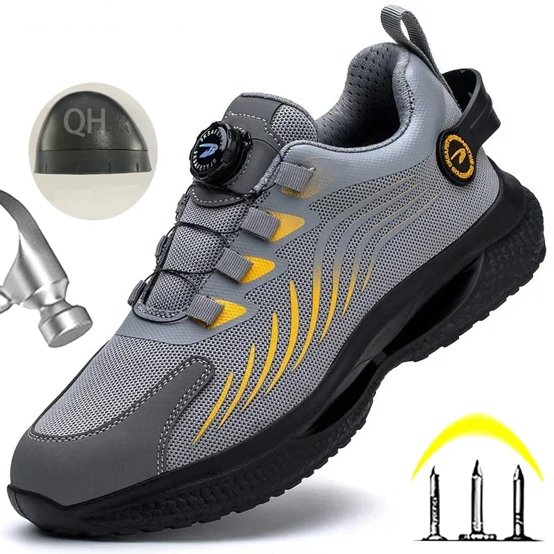 Menns Arbeidssko med Roterende Knapp og Slitesterk Yttersåle 0