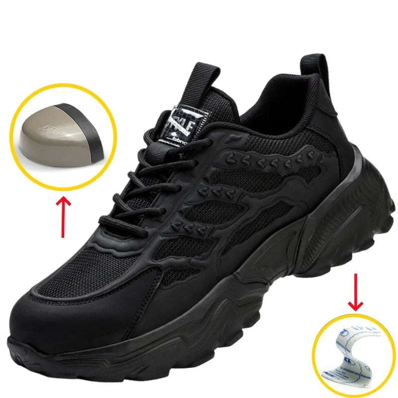 Menns Sikkerhetssko Pustende med Stål Tå og Sklisikker Såle 0