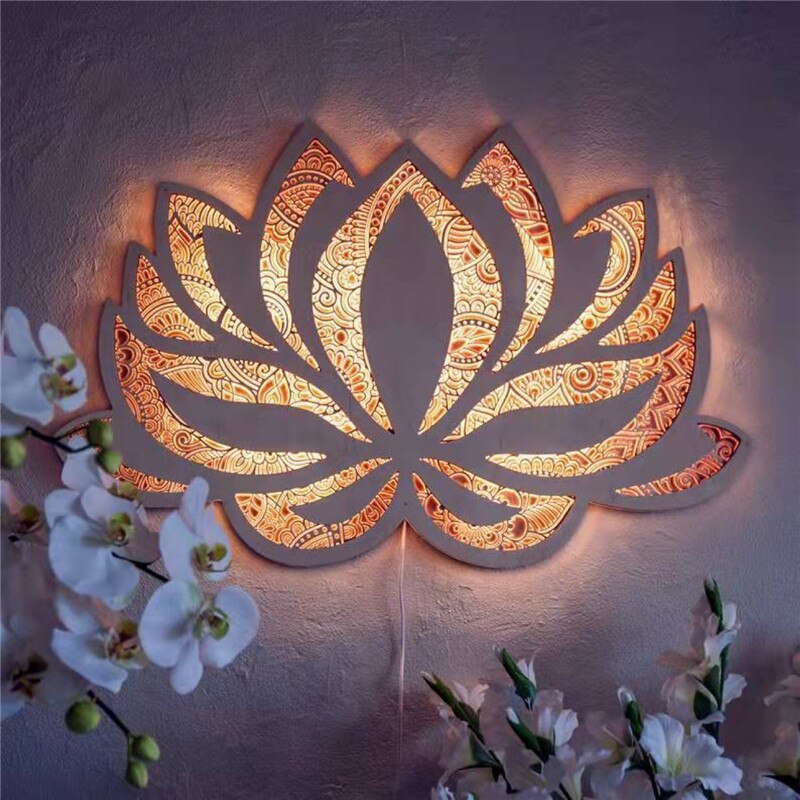 Moderne Vegglampe med Lotus Mandala Design for Stue og Soverom 0