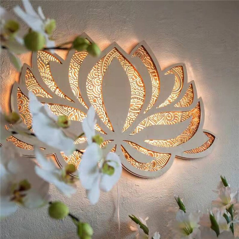 Moderne Vegglampe med Lotus Mandala Design for Stue og Soverom 1