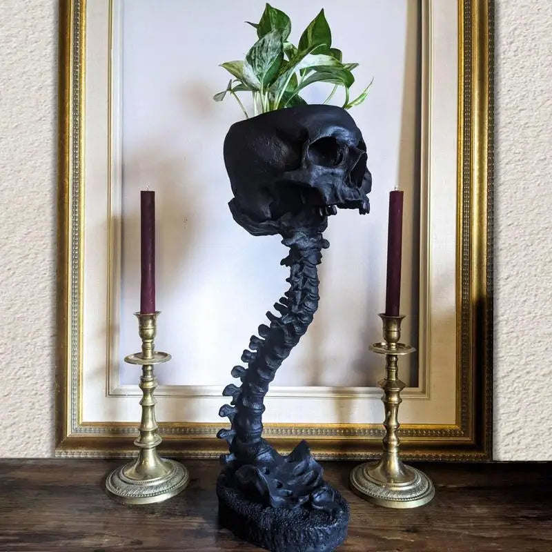 Planter med Hodeskalle og Ryggrad Gotisk Design Dekorasjon 2