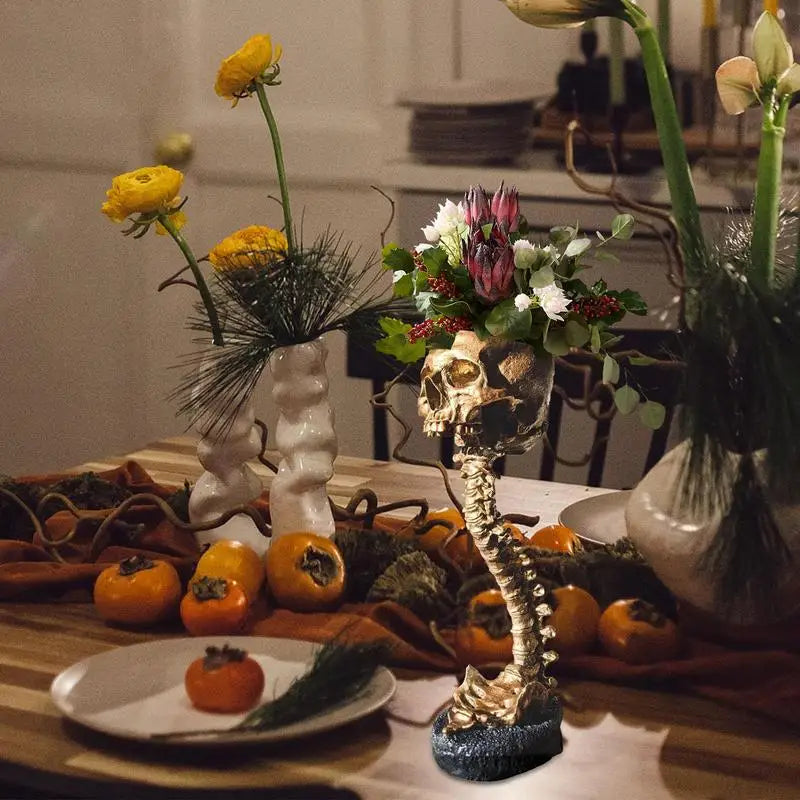 Planter med Hodeskalle og Ryggrad Gotisk Design Dekorasjon 5