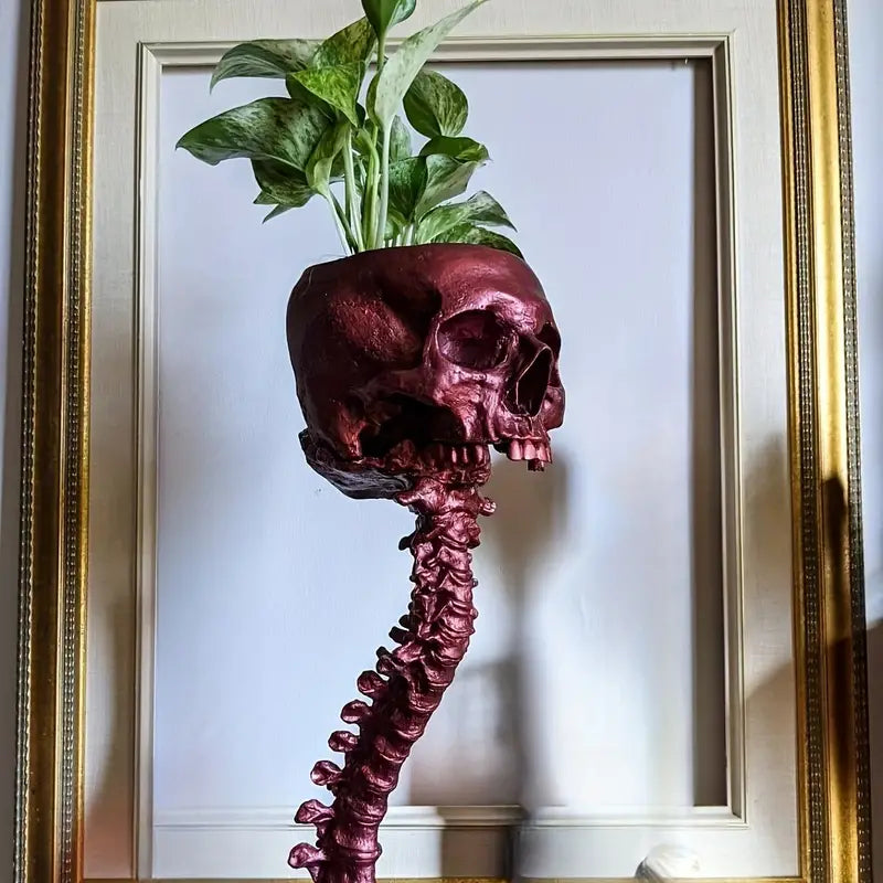 Planter med Hodeskalle og Ryggrad Gotisk Design Dekorasjon 6