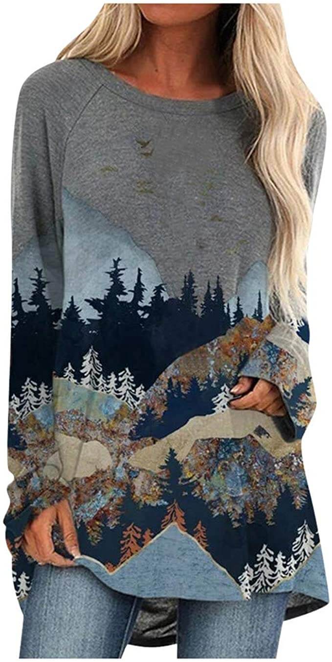 Plus Size fjelltrykte gensere