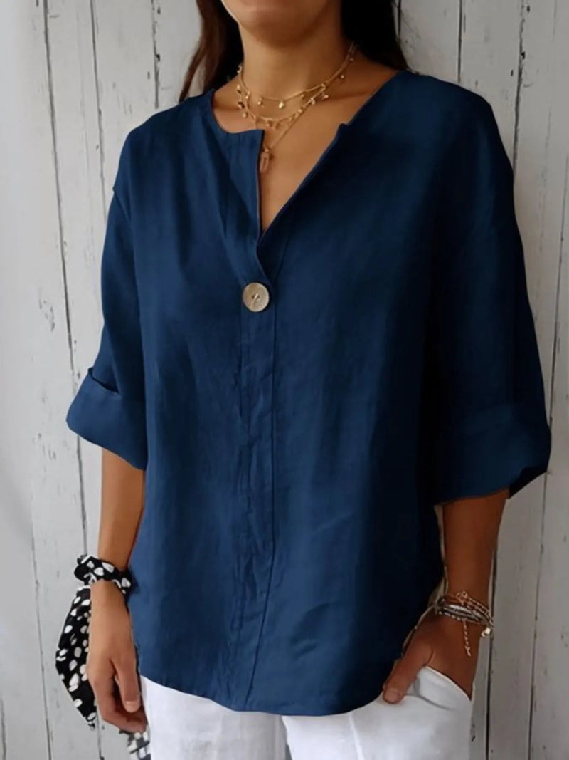 Plus Size Bluse Notch Polyester 10
