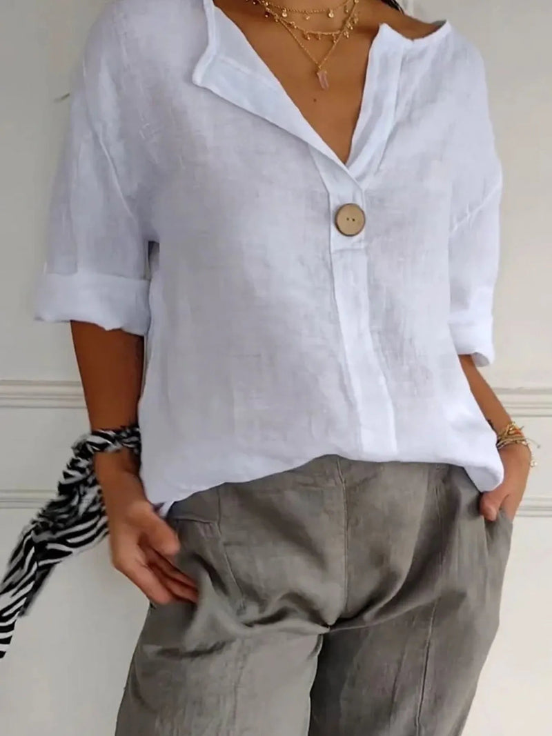 Plus Size Bluse Notch Polyester 11