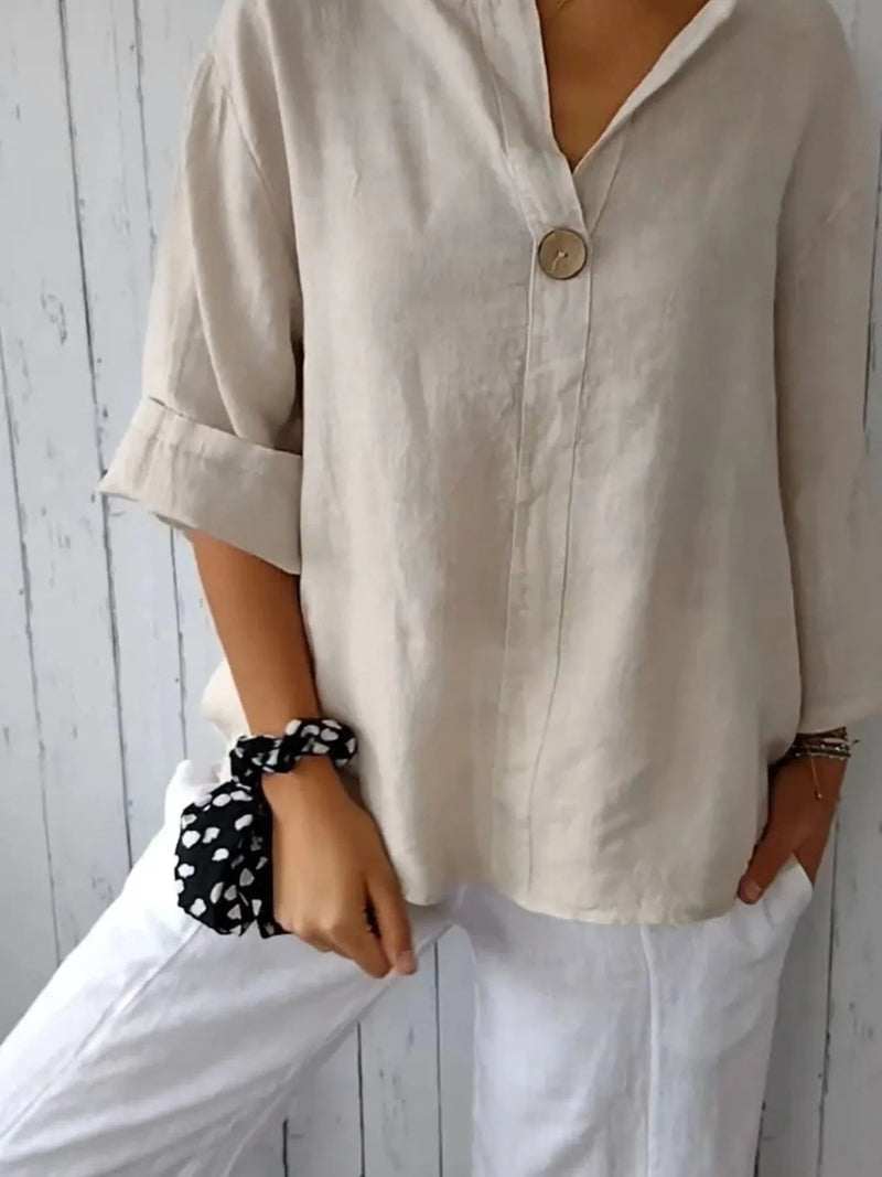 Plus Size Bluse Notch Polyester 1