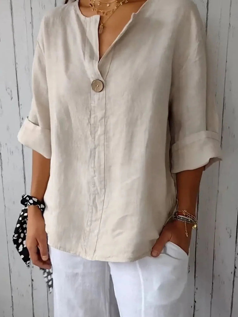 Plus Size Bluse Notch Polyester 2