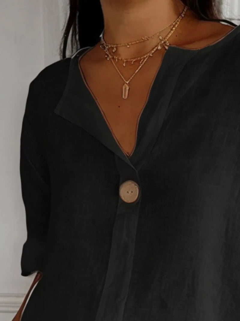Plus Size Bluse Notch Polyester 5