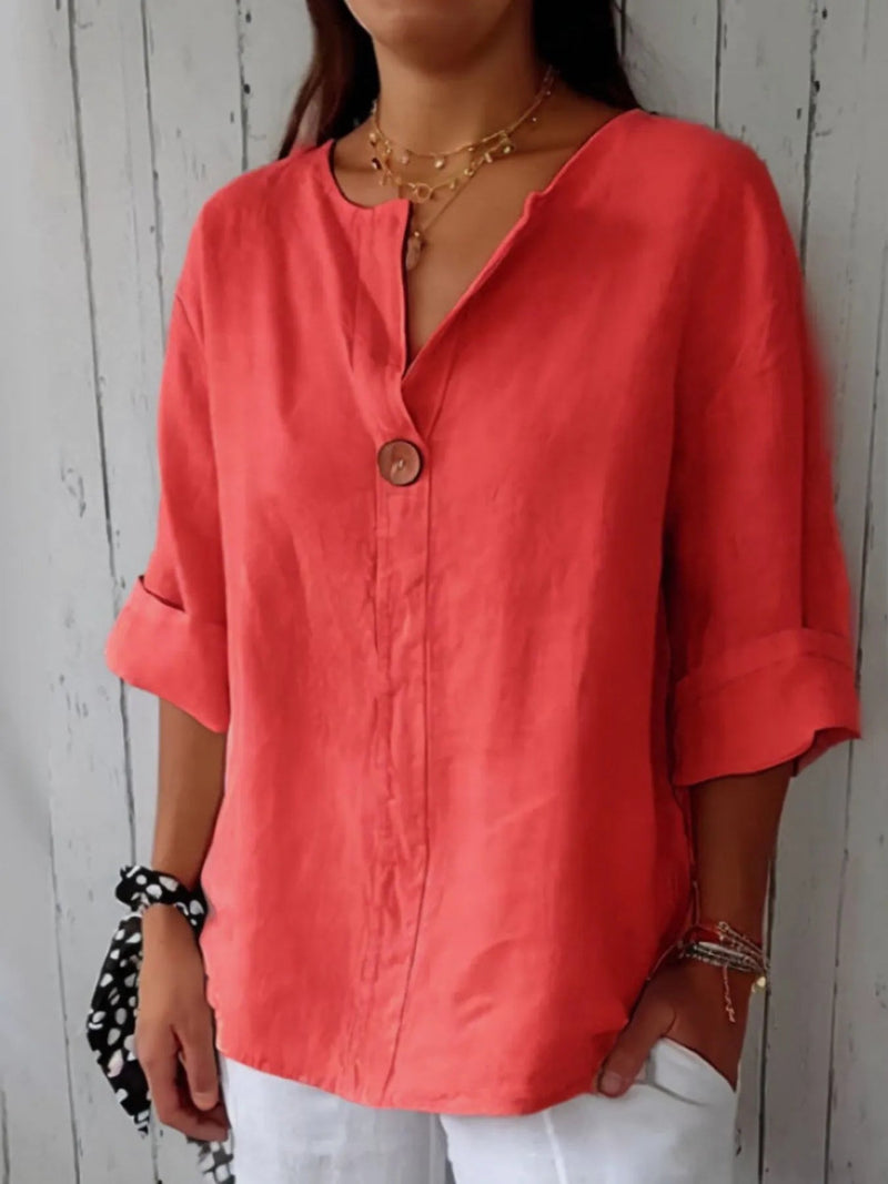 Plus Size Bluse Notch Polyester 9