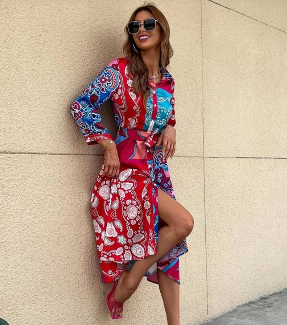 Print Skjortekjole Med Belte