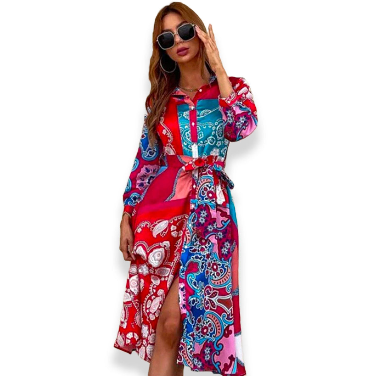 Print Skjortekjole Med Belte