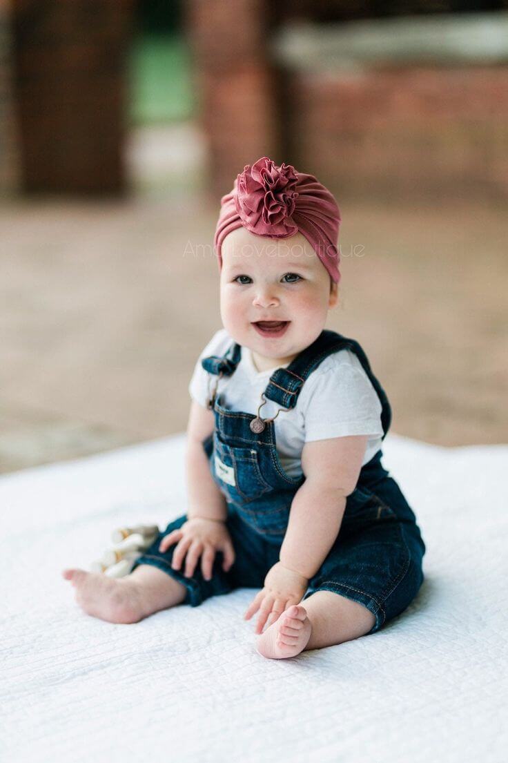 Ruffle Top Baby Turban Hat